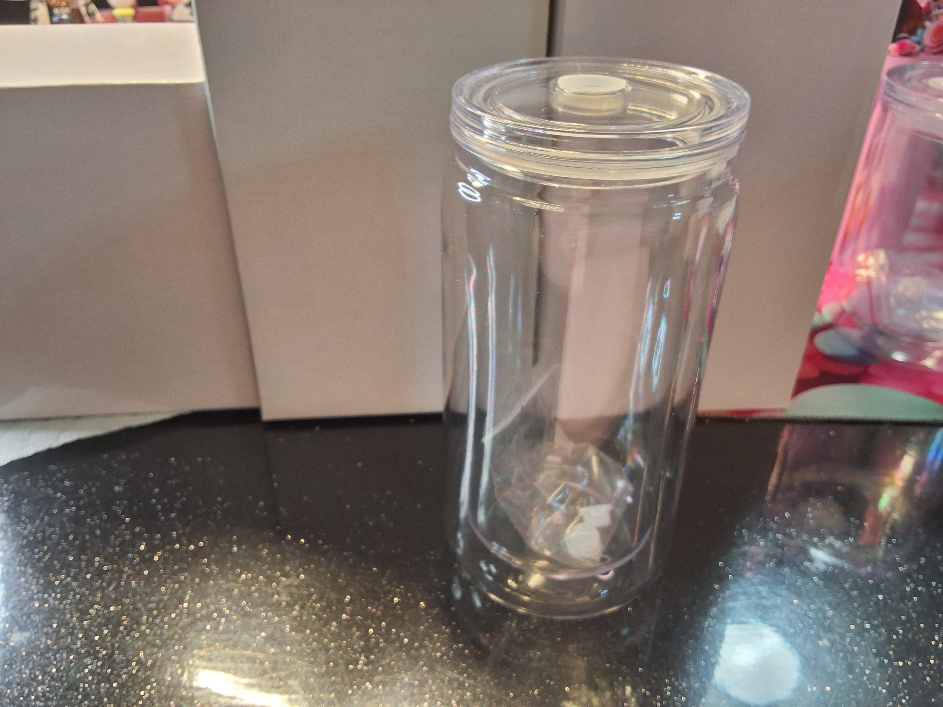 Acrylic snow globe tumbler. 16oz