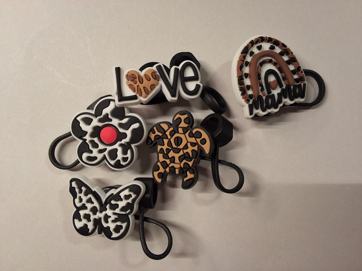 Random Animal Print 1 Straw Toppers