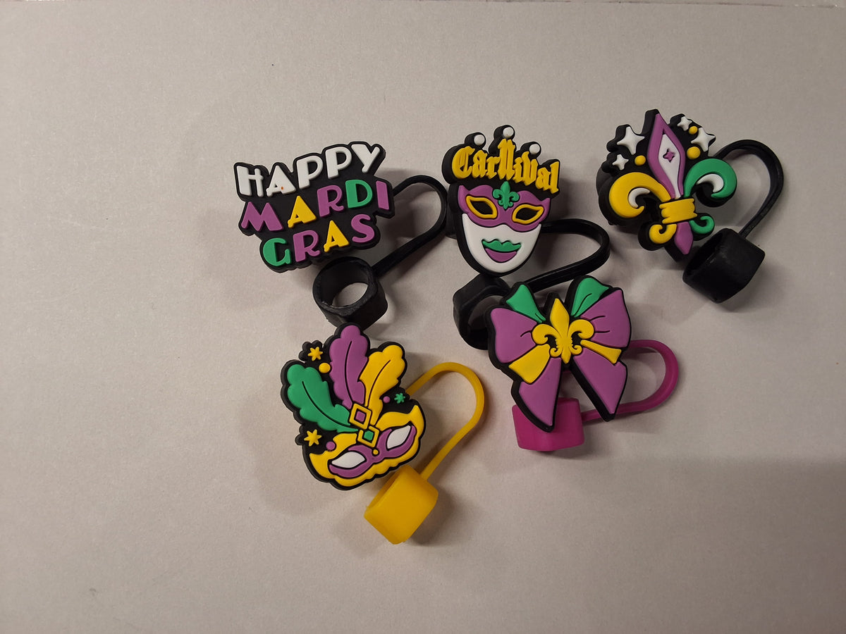 Mardi Gras Straw Toppers