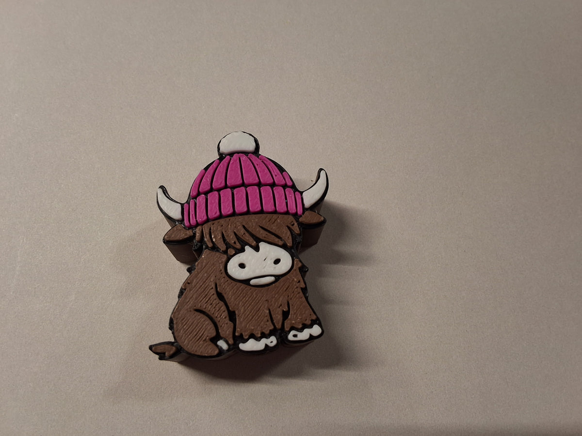 Pink Cow Hat Straw Charm