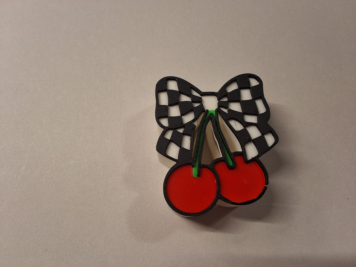 Checkered Cherry Straw Charms